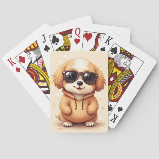 Grappige Lhasa Apso Kawaii Hond Pokerkaarten (Achterkant)