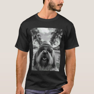 Grappige Lhasa Apso Selfie Hond Zomer Vakantie T-shirt
