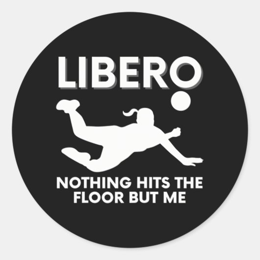 Grappige Libero Volleybalspeler Ronde Sticker (Voorkant)