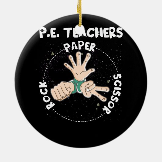 Grappige Lichamelijke Opvoeding PE Leraar Rock Pap Keramisch Ornament (Achterkant)