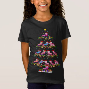 Grappige Lichten Kerstmis Santa Roller Derby Kerst T-shirt