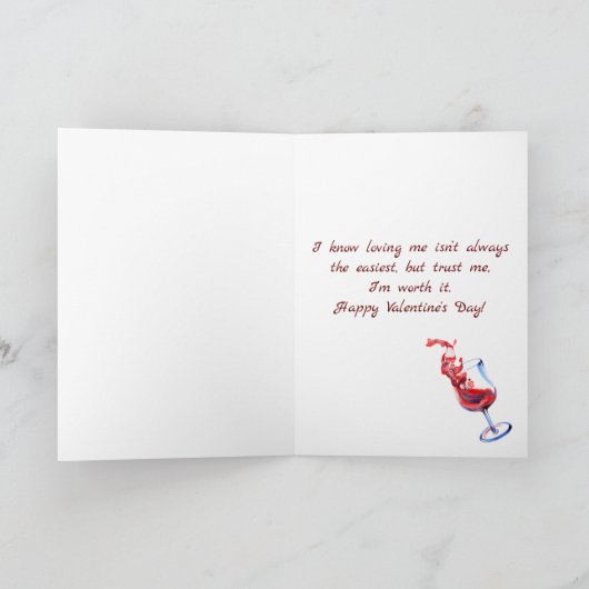 Grappige liefde gemorste wijnglas Valentijnsdag Feestdagen Kaart (Binnen)