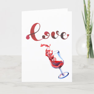 Grappige liefde gemorste wijnglas Valentijnsdag Feestdagen Kaart