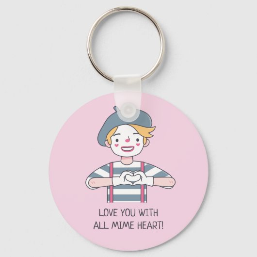 Grappige Liefde Je Met Alle Mime Hart Sleutelhanger (Voorkant)