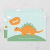 Grappige Liefde Lichtblauwe Dinosaur Briefkaart (Voorkant / Achterkant)