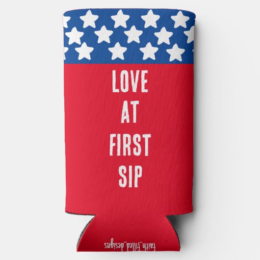 Grappige "Liefde op het eerste slok" bruiloft guns Seltzer Blikjeskoeler (Achterkant)