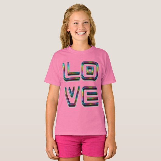 Grappige liefde regenboog typografie alleen tekst t-shirt (Voorkant volledig)