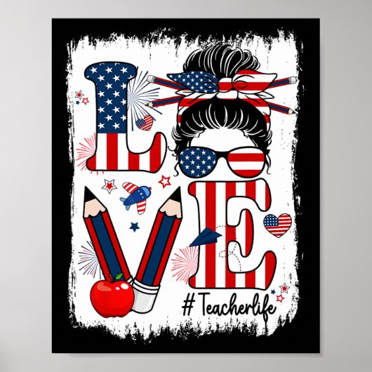 Grappige Liefde Rommelige Knot Onderwijzer Leven V Poster (Voorkant)