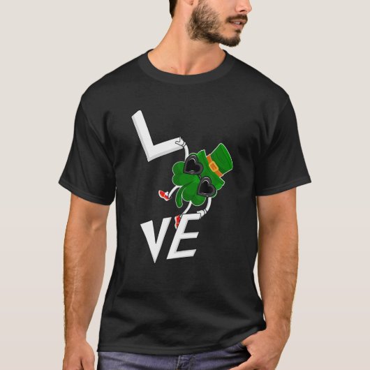 Grappige Liefde Shamrock Klaver Ierse St. Patricks T-shirt (Voorkant)