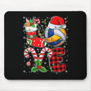 Grappige liefde volleybal Santa Hat Christmas Lig Muismat