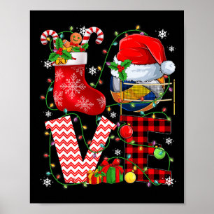 Grappige liefde volleybal Santa Hat Christmas Lig Poster