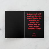 Grappige liefdevolle valentijnsshirt kaart (Binnen)