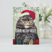 Grappige lieve boze kat kerstkaart bedankkaart (Staand voorkant)