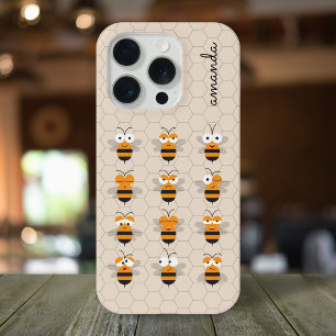 Grappige Lieve Cartoon Honingbijen Honingraat iPhone 15 Pro Case