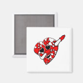 Grappige Lieve Dabbende Rode Witte Hartjes Valenti Magneet (Voorkant / Achterkant)