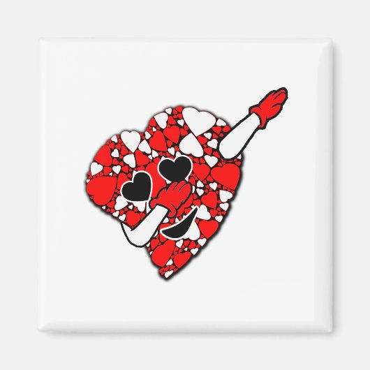 Grappige Lieve Dabbende Rode Witte Hartjes Valenti Magneet (Voorkant)