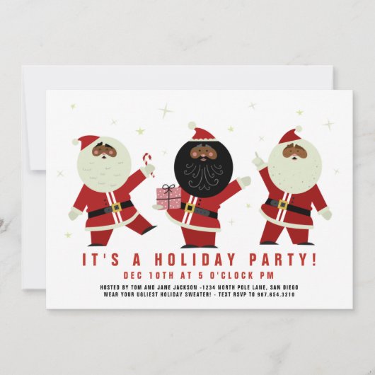 Grappige Lieve Dansende Zwarte Kerstman Feest Kaart (Voorkant)