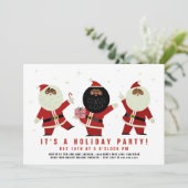 Grappige Lieve Dansende Zwarte Kerstman Feest Kaart (Staand voorkant)