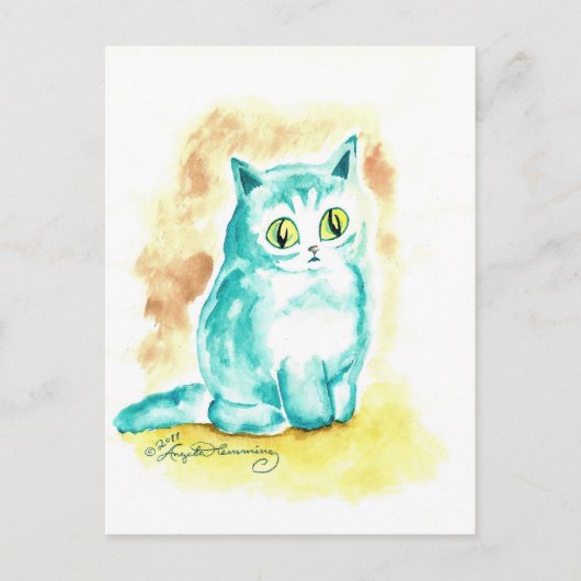 Grappige Lieve dikke Blauwe Kat Briefkaart (Voorkant)