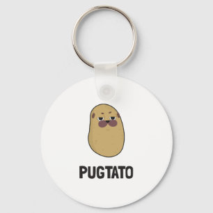 Grappige lieve hond Pugs Aardappelhuisdieren Schat Sleutelhanger