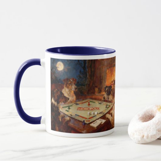 Grappige lieve honden die een bordspel spelen Coff Mok (Met donut)