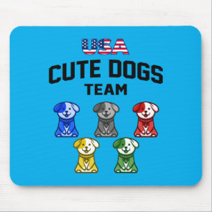 Grappige lieve honden Usa puppy team Muismat
