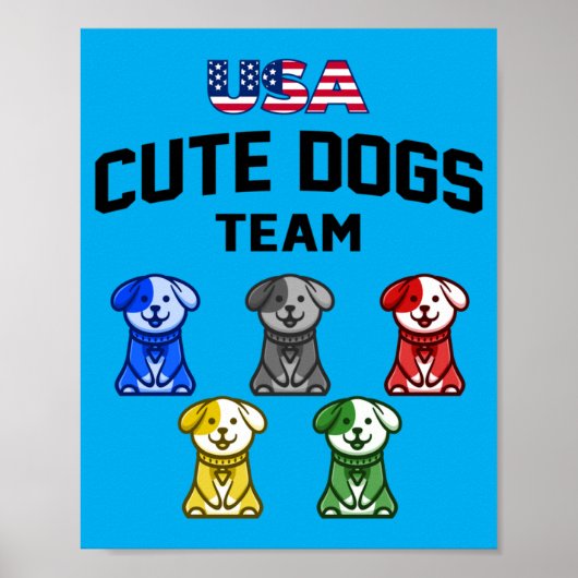 Grappige lieve honden Usa puppy team Poster (Voorkant)