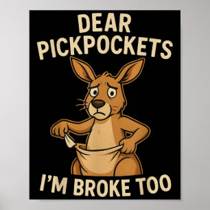 Grappige lieve kaartjes Ik ben ook blut Kangoeroe Poster