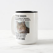 Grappige lieve kat opa | De Foto & de Naam van de  Tweekleurige Koffiemok (Voorkant links)