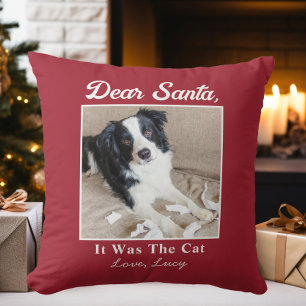 Grappige lieve kerstman hond kerst foto kussen