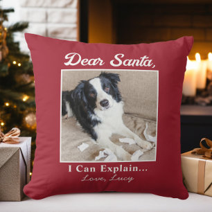 Grappige lieve kerstman kat kerst foto kussen