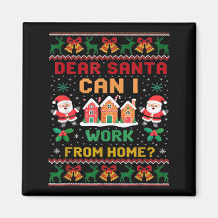 Grappige lieve Kerstman Mag ik van huis uit werken Magneet