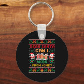 Grappige lieve Kerstman mag ik van huis uit werken Sleutelhanger (Voorkant)