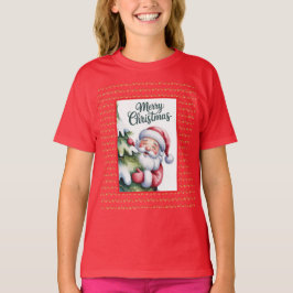 Grappige Lieve Kerstman met Boom en Typografie T-shirt