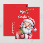 Grappige Lieve Kerstman & Typografie Briefkaart (Voorkant / Achterkant)