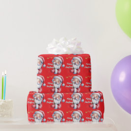 Grappige Lieve Kerstman & Typografie Cadeaupapier