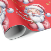 Grappige Lieve Kerstman & Typografie Cadeaupapier (Rol Hoek)