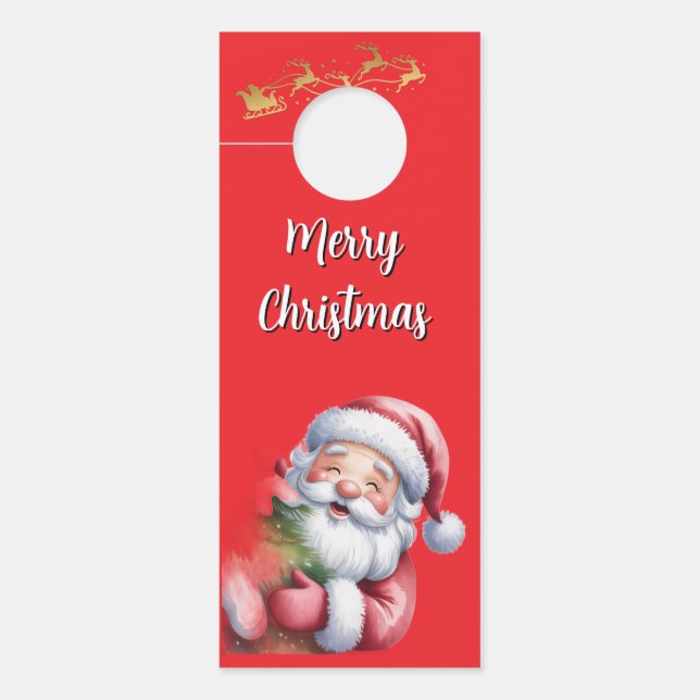 Grappige Lieve Kerstman & Typografie Deurhanger (Voorkant)