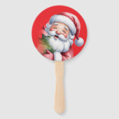 Grappige Lieve Kerstman & Typografie Handwaaier (Achterkant)