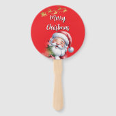 Grappige Lieve Kerstman & Typografie Handwaaier (Voorkant)