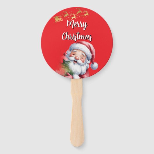 Grappige Lieve Kerstman & Typografie Handwaaier (Voorkant)