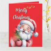 Grappige Lieve Kerstman & Typografie Kaart (Gele Bloem)