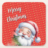 Grappige Lieve Kerstman & Typografie Kartonnen Onderzetters (Voorkant)