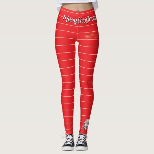 Grappige Lieve Kerstman & Typografie Leggings (Voorkant)