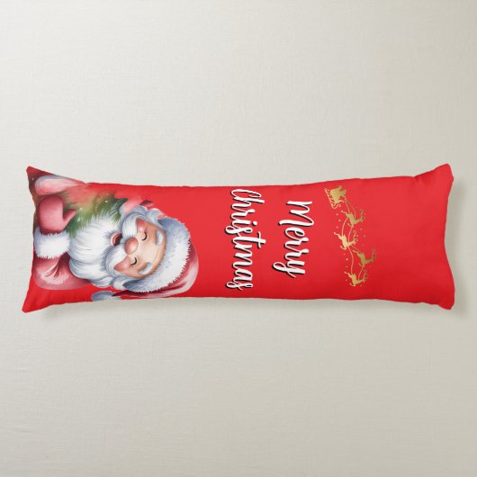 Grappige Lieve Kerstman & Typografie Lichaamskussen (Voorkant)