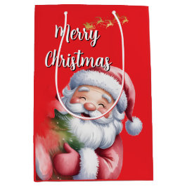 Grappige Lieve Kerstman & Typografie Medium Cadeauzakje