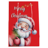Grappige Lieve Kerstman & Typografie Medium Cadeauzakje (Achterkant)