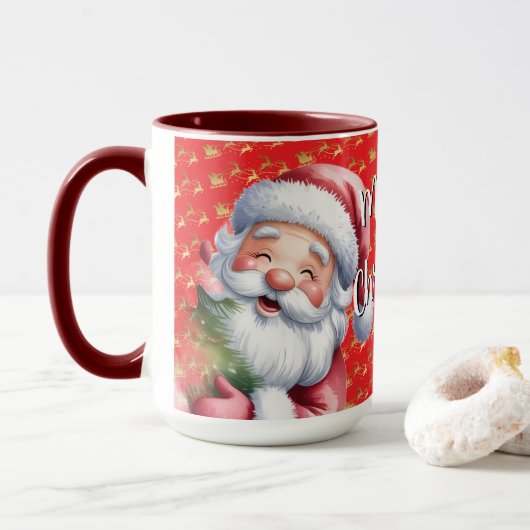 Grappige Lieve Kerstman & Typografie Mok (Met donut)
