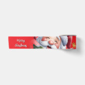 Grappige Lieve Kerstman & Typografie Satijnen Lint (Voorkant)