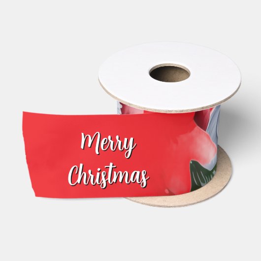 Grappige Lieve Kerstman & Typografie Satijnen Lint (Spoel)